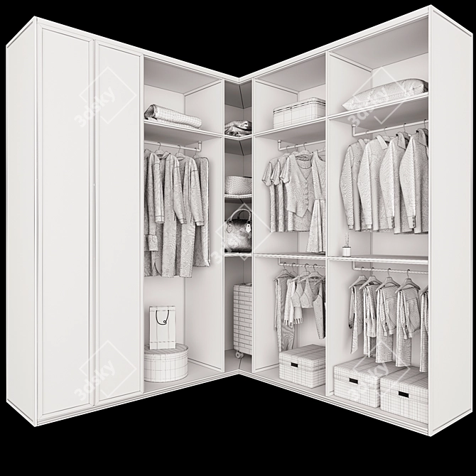 Modern Style Wardrobe Composition 3D model image 12