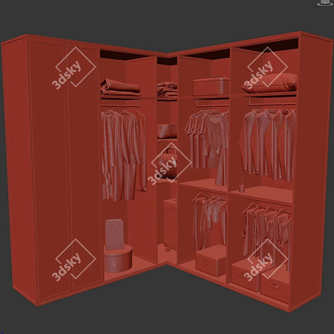 Modern Style Wardrobe Composition 3D model image 13