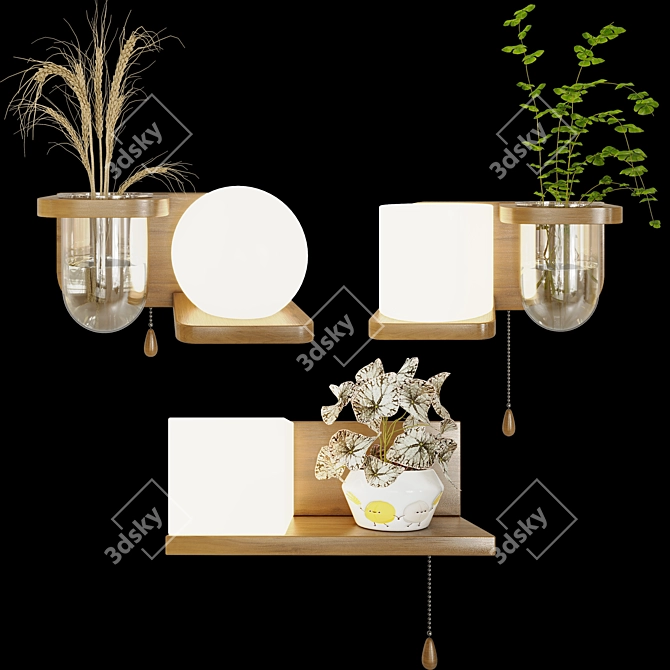 Modern LED Lamp Planter Shelf 3D model image 2