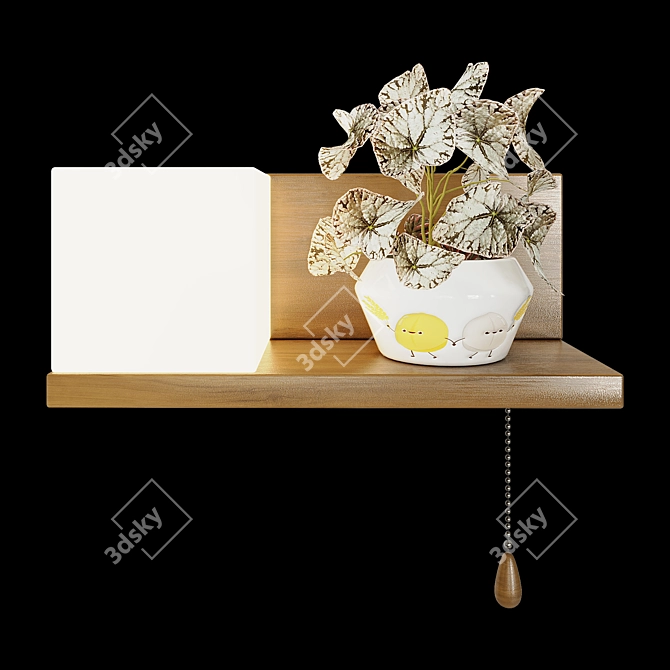 Modern LED Lamp Planter Shelf 3D model image 5