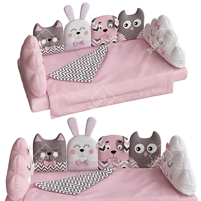 Pink Lullaby Infant Bed Rail 3D model image 1