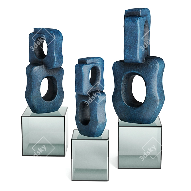 Contemporary Chain Sculpture Set 3D model image 1