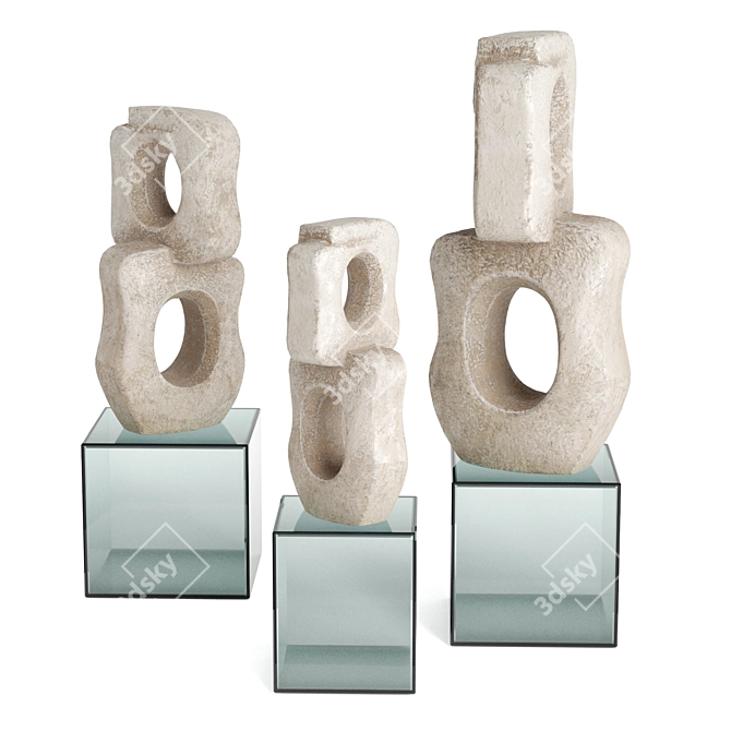 Contemporary Chain Sculpture Set 3D model image 2