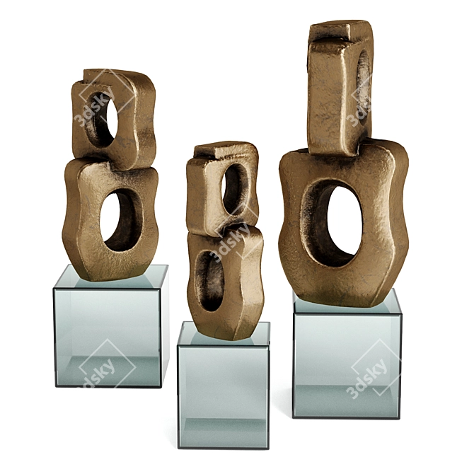 Contemporary Chain Sculpture Set 3D model image 3