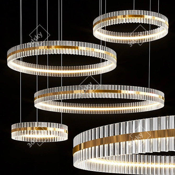 Luxury Saturno Glass Chandelier 3D model image 1