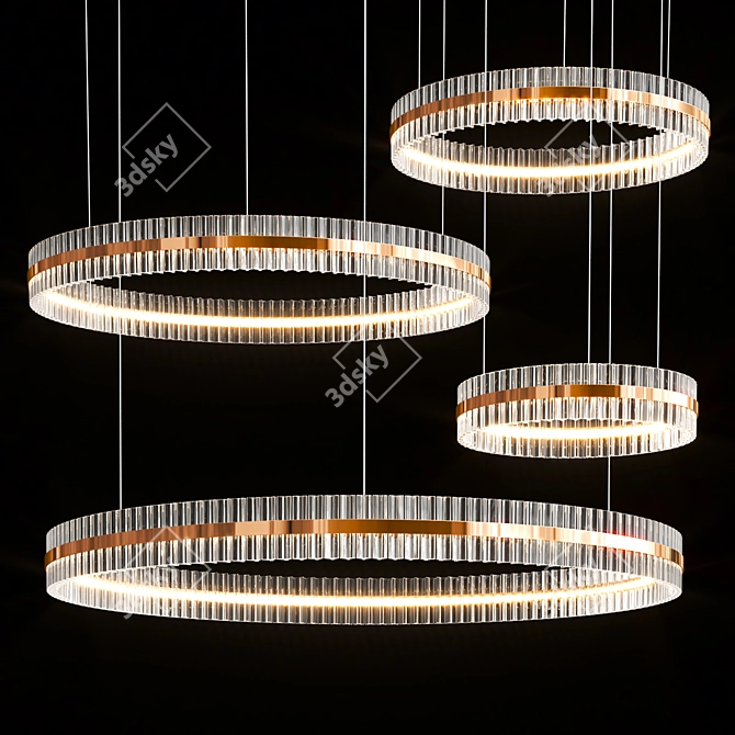 Luxury Saturno Glass Chandelier 3D model image 2