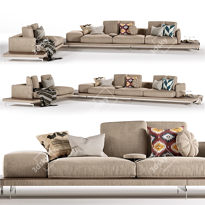 B&B Italia Sofa: Dock High 3D model image 1