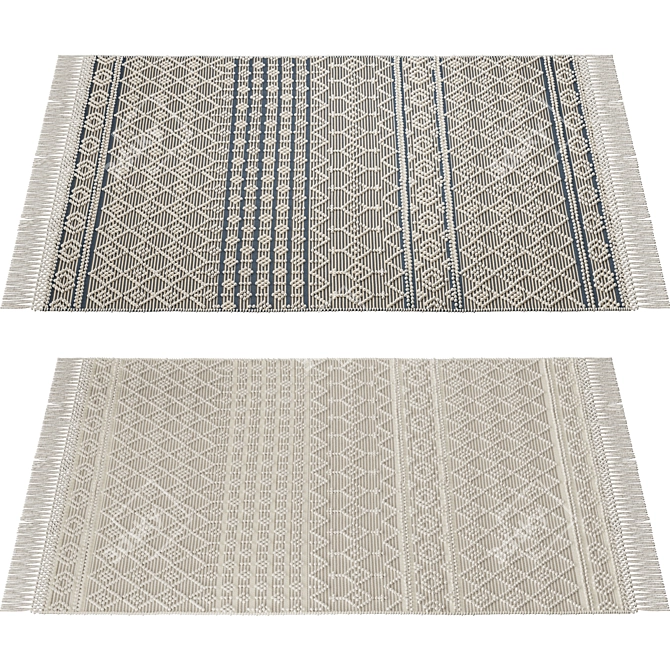 Denim Wool Tassel Farmhouse Rug 3D model image 2