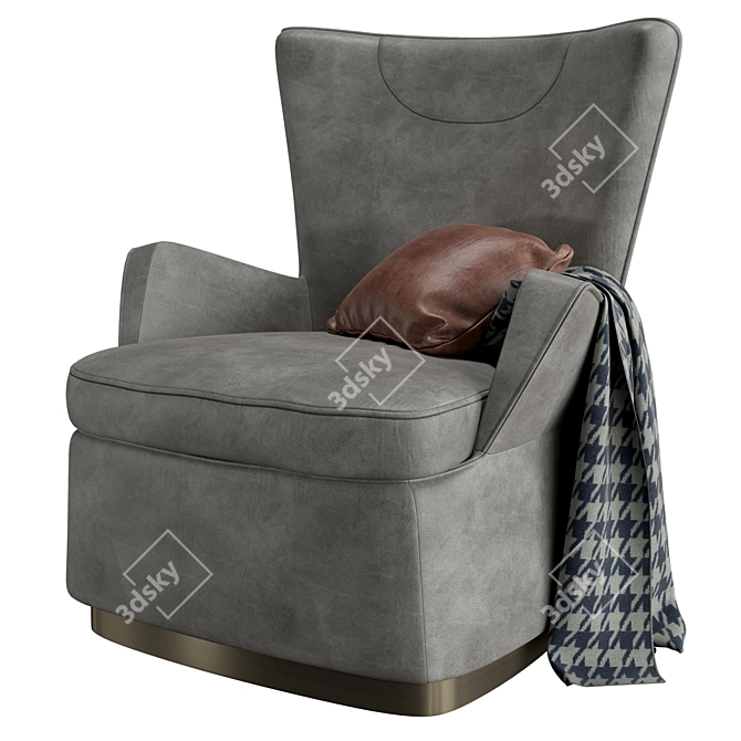 Bronze Metal Armchair in Ebano Chiaro 3D model image 2