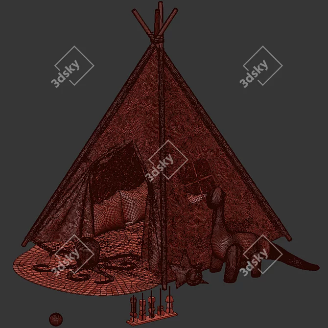 Virtual Teepee Hut Model 3D model image 4