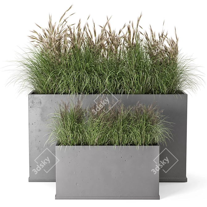 Rusty Concrete Pot Outdoor Plants 3D model image 1