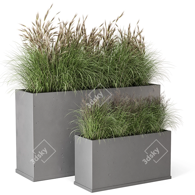 Rusty Concrete Pot Outdoor Plants 3D model image 2