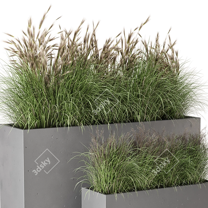 Rusty Concrete Pot Outdoor Plants 3D model image 4