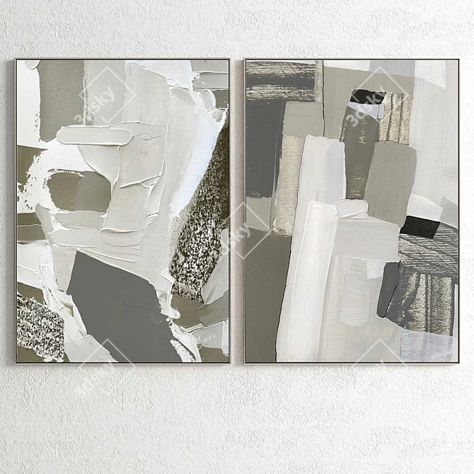 Plaster Dual Photo Frame 171 3D model image 2