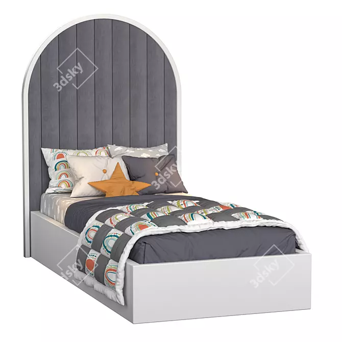 Archer Leather Channel Bed 3D model image 1