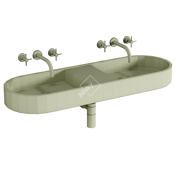 Sleek Double Basin Design 3D model image 2