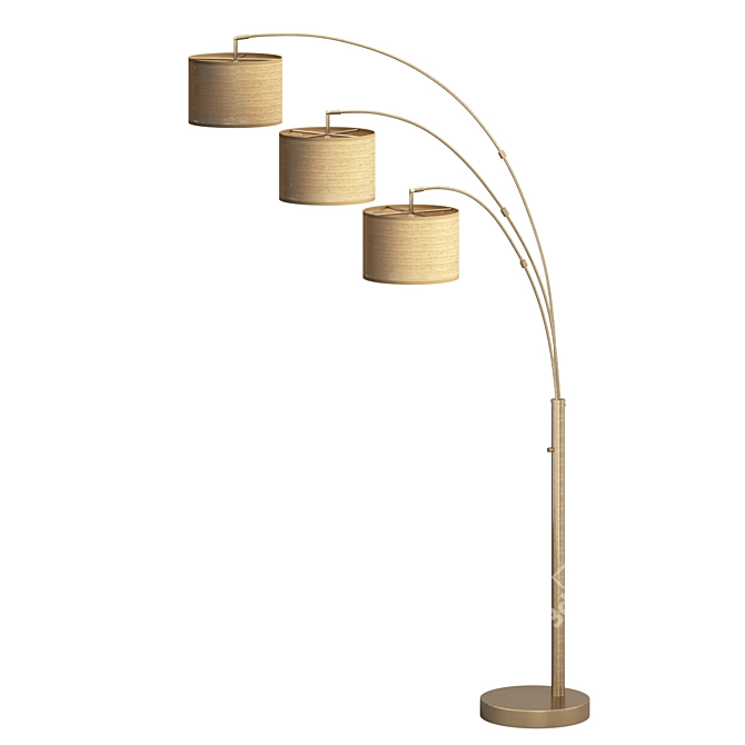 Sleek Bowery 3-Arm Arc Lamp 3D model image 1