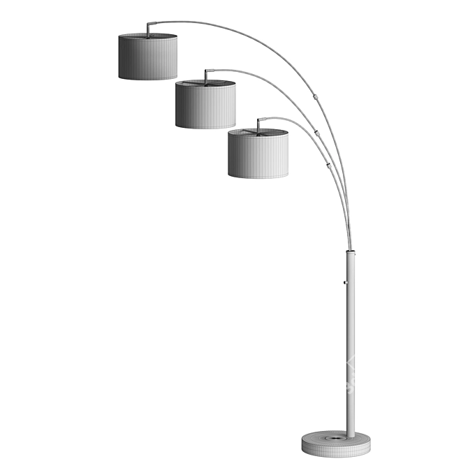 Sleek Bowery 3-Arm Arc Lamp 3D model image 3