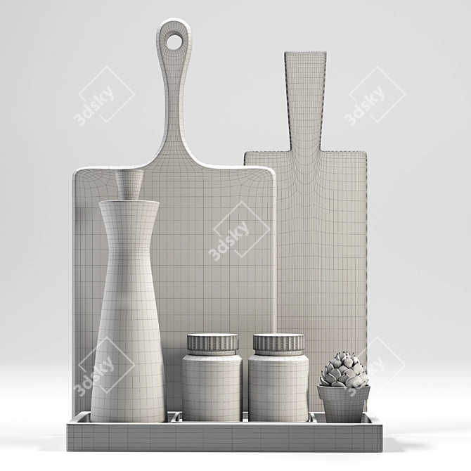 Modern Kitchen Decor 3D Set 3D model image 4