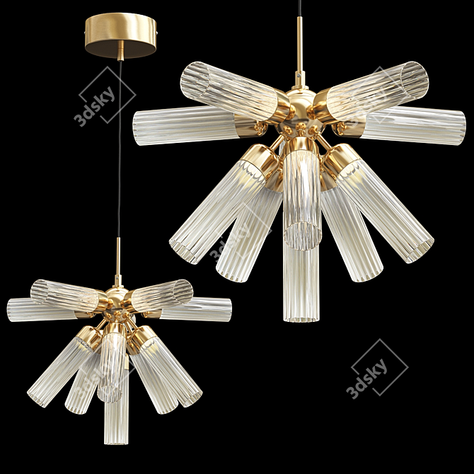 Verona Brass Glass Chandelier Light 3D model image 1