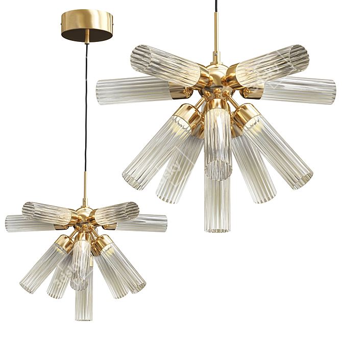 Verona Brass Glass Chandelier Light 3D model image 2