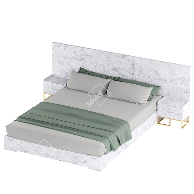 Italian Marble Modern Bed Set 3D model image 2