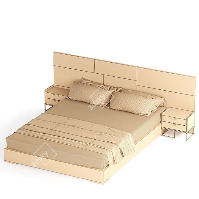 Italian Marble Modern Bed Set 3D model image 3