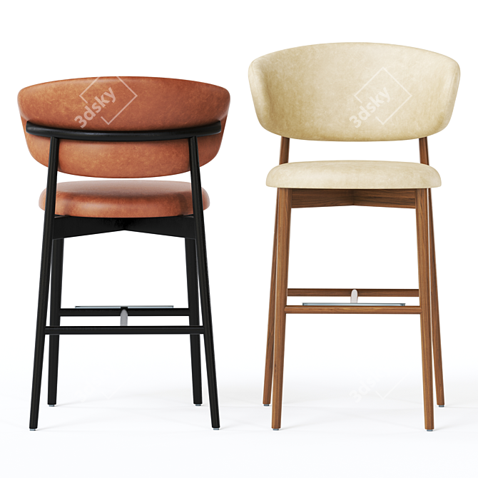 Modern Green Stool Design Mockup 3D model image 4