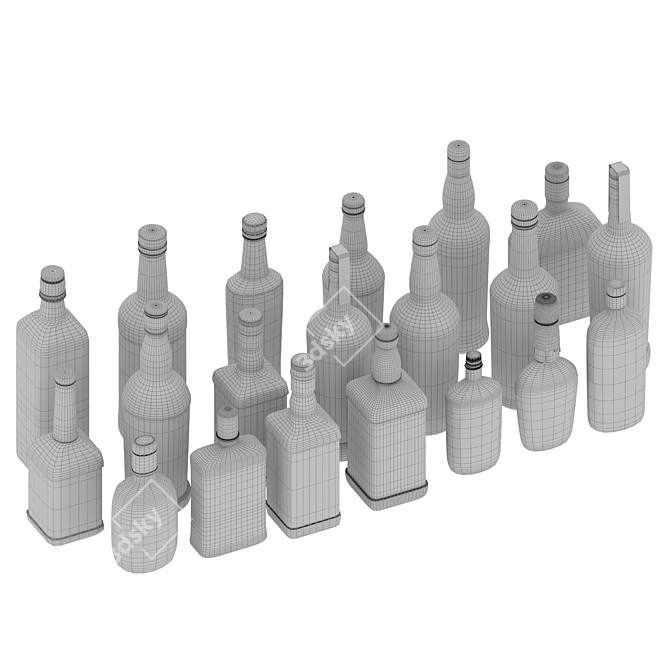 Premium Whiskey Bottle Variety Collection 3D model image 6