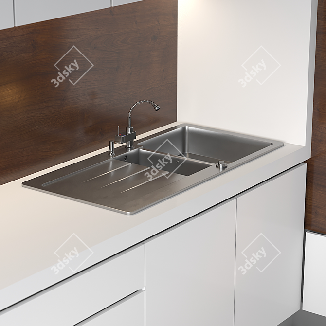 Modern White Kitchen Design No.02 3D model image 2