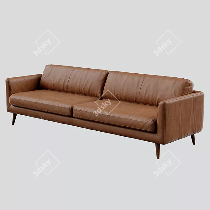 Premium Leather Classic Style Sofa 3D model image 2