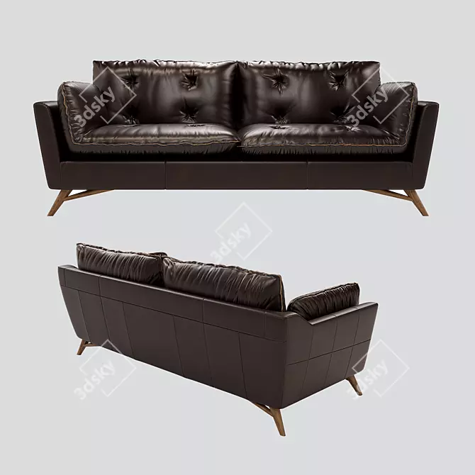 Vintage Charm Premium Leather Sofa 3D model image 1