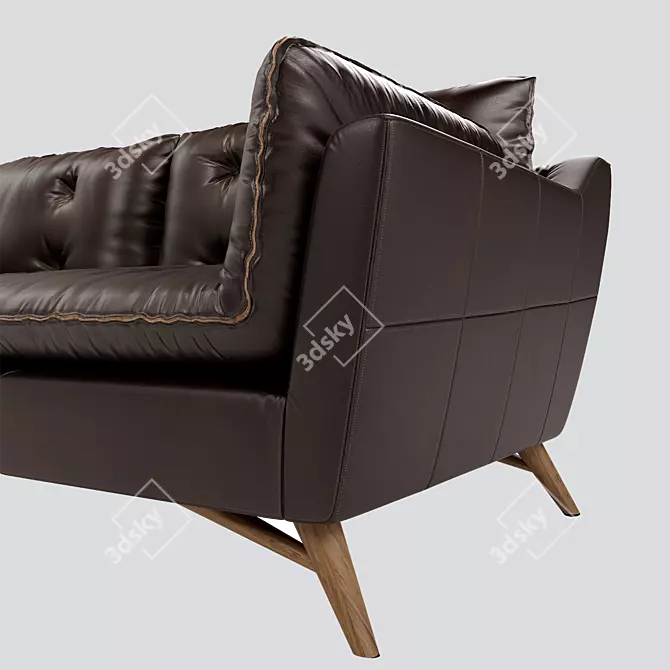 Vintage Charm Premium Leather Sofa 3D model image 4