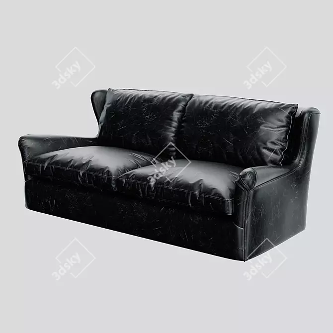 Premium Leather Sofa with Removable Cushions 3D model image 2