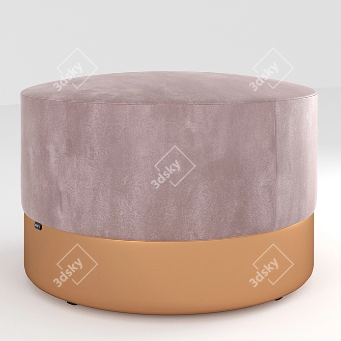  Plush Ottoman Pouf with Textured Fabric 3D model image 1