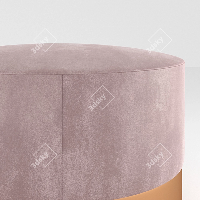  Plush Ottoman Pouf with Textured Fabric 3D model image 2