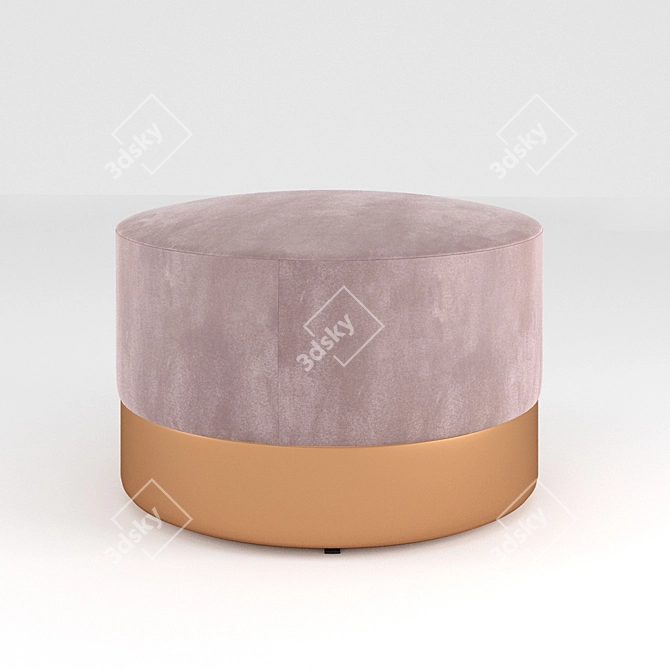  Plush Ottoman Pouf with Textured Fabric 3D model image 3