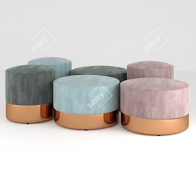  Plush Ottoman Pouf with Textured Fabric 3D model image 4