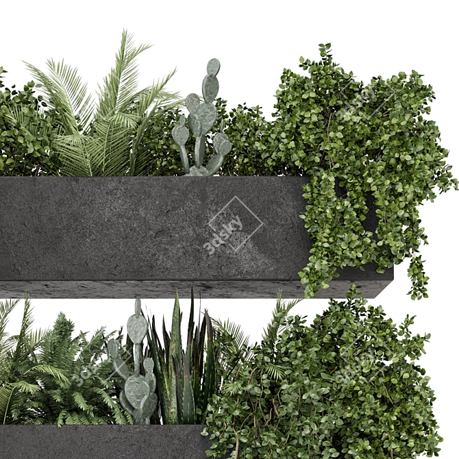 Rusty Concrete Pot Hanging Plants 3D model image 4