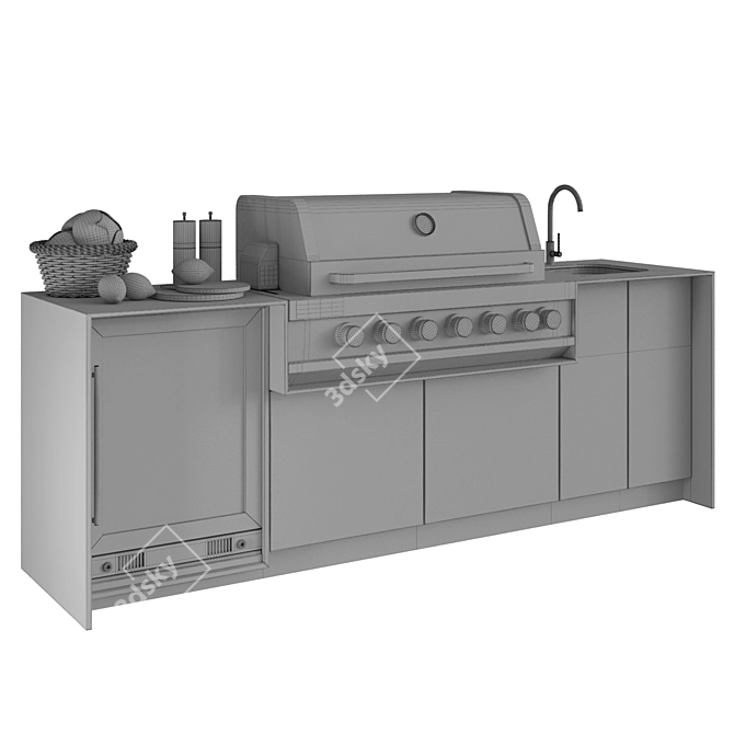 Outdoor Kitchen Grill Wine Cooler 3D model image 5