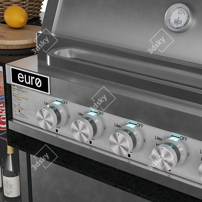 Outdoor Kitchen Grill Wine Cooler 3D model image 6