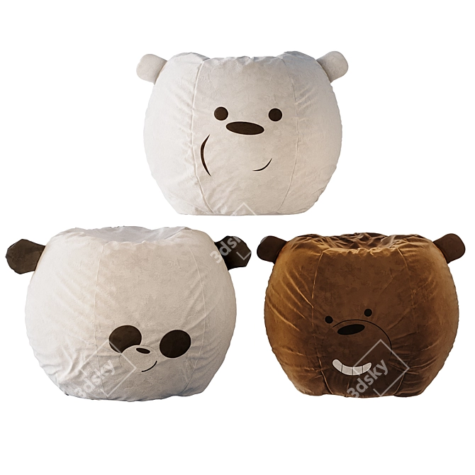 Animalistic Art-Puf Poufs 3D model image 1