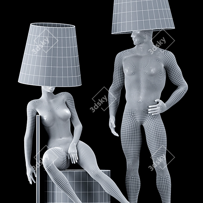 Hommer Human Lampshade Floor Lamp 3D model image 7