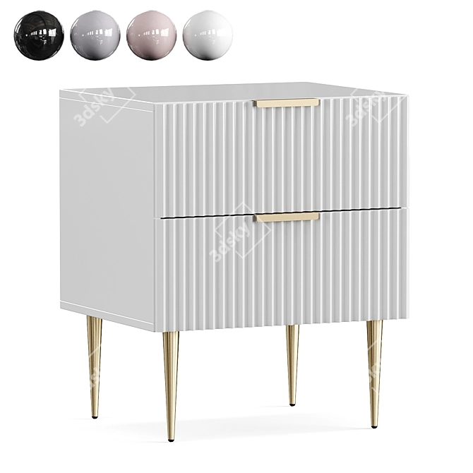 Luxury Chic Bedside Table 3D model image 4