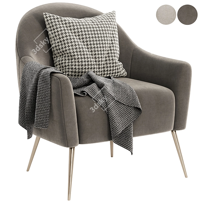 Chic Georgia Fabric Armchair 3D model image 2