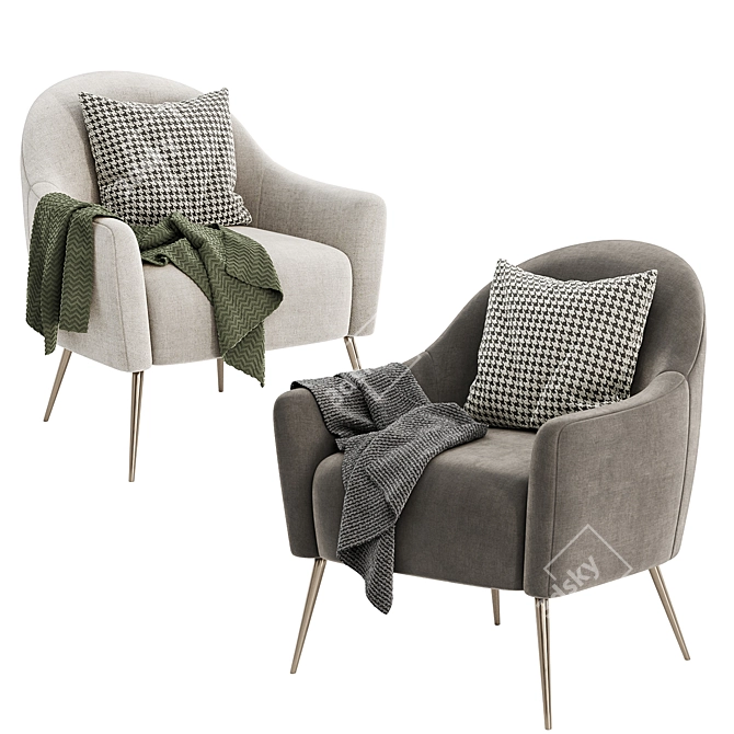 Chic Georgia Fabric Armchair 3D model image 3