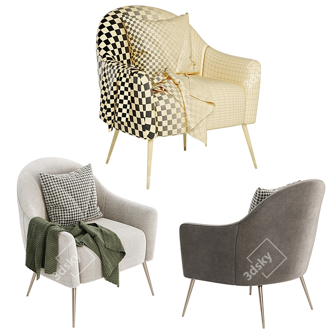 Chic Georgia Fabric Armchair 3D model image 4