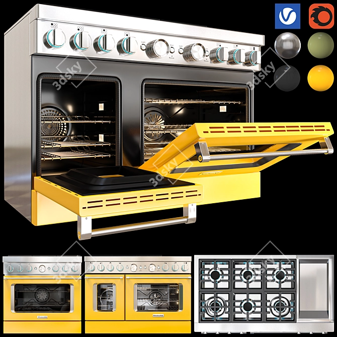 Smart Commercial-Style Gas Ranges 3D model image 2