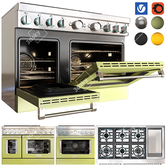 Smart Commercial-Style Gas Ranges 3D model image 3