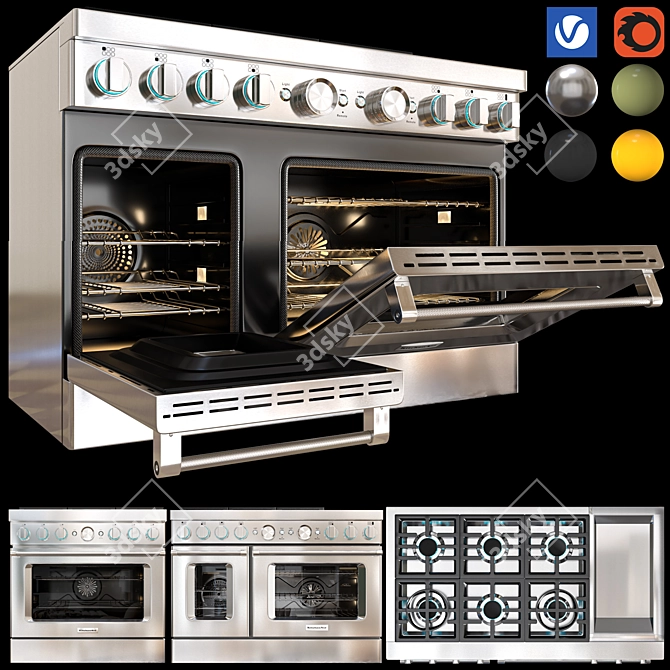 Smart Commercial-Style Gas Ranges 3D model image 4